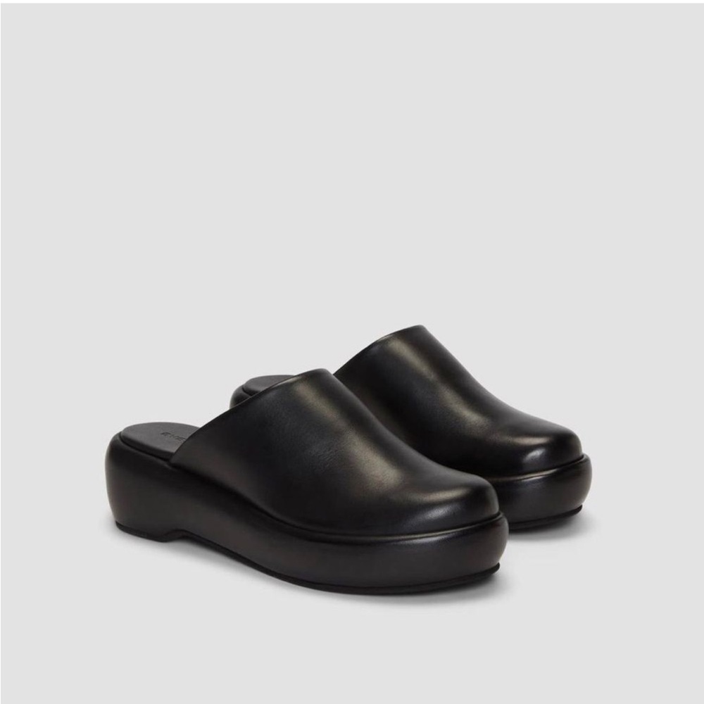 Black Everlane Leather Women's Puffa Flatform Clogs